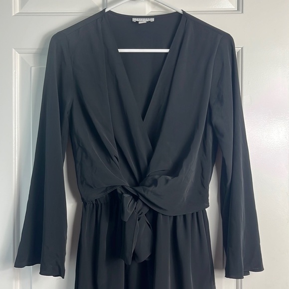 Topshop Tiffany Knot Mini Dress Black LBD Size 4 - Picture 3 of 12